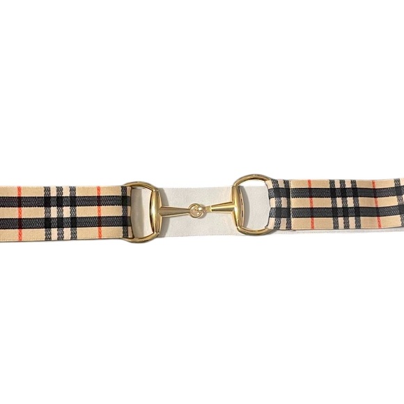 NWT Equestrian Snaffle Bit Belt Adjustable w/Stretch Tartan /Gold Buckle OSFM - Picture 7 of 8